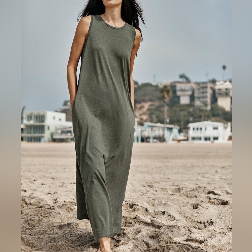 Velvet BY Graham & Spencer Edith Cotton Slub Sleeveless Maxi Dress Size M